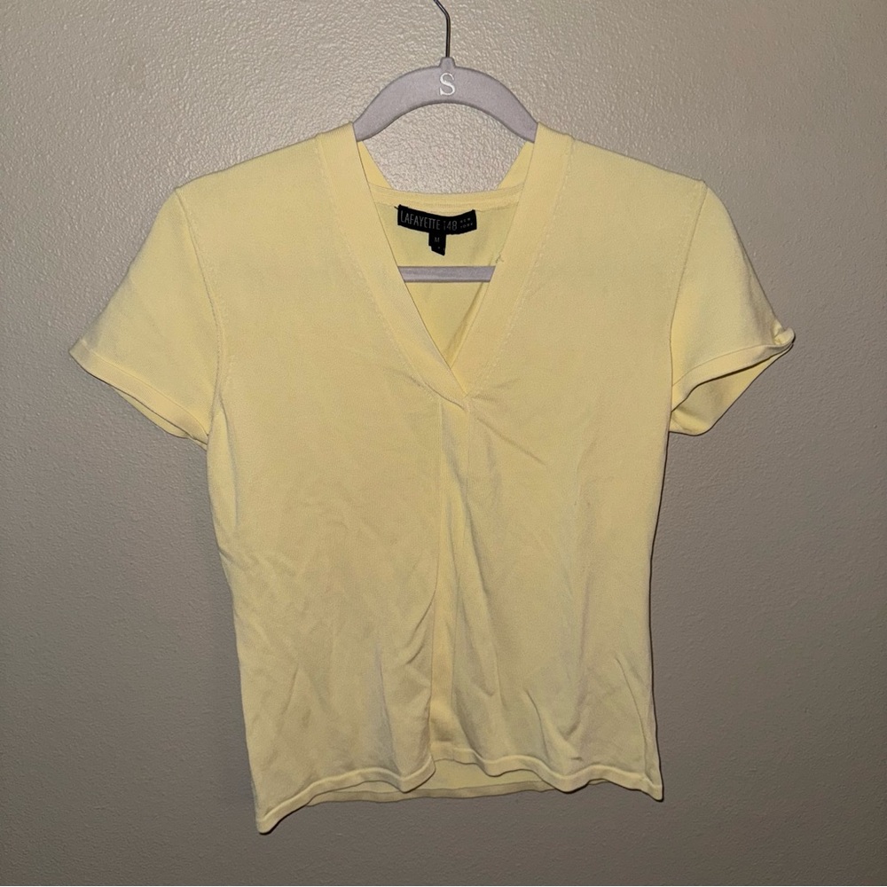 Lafayette 148 New York Women's Yellow V-Neck Tee